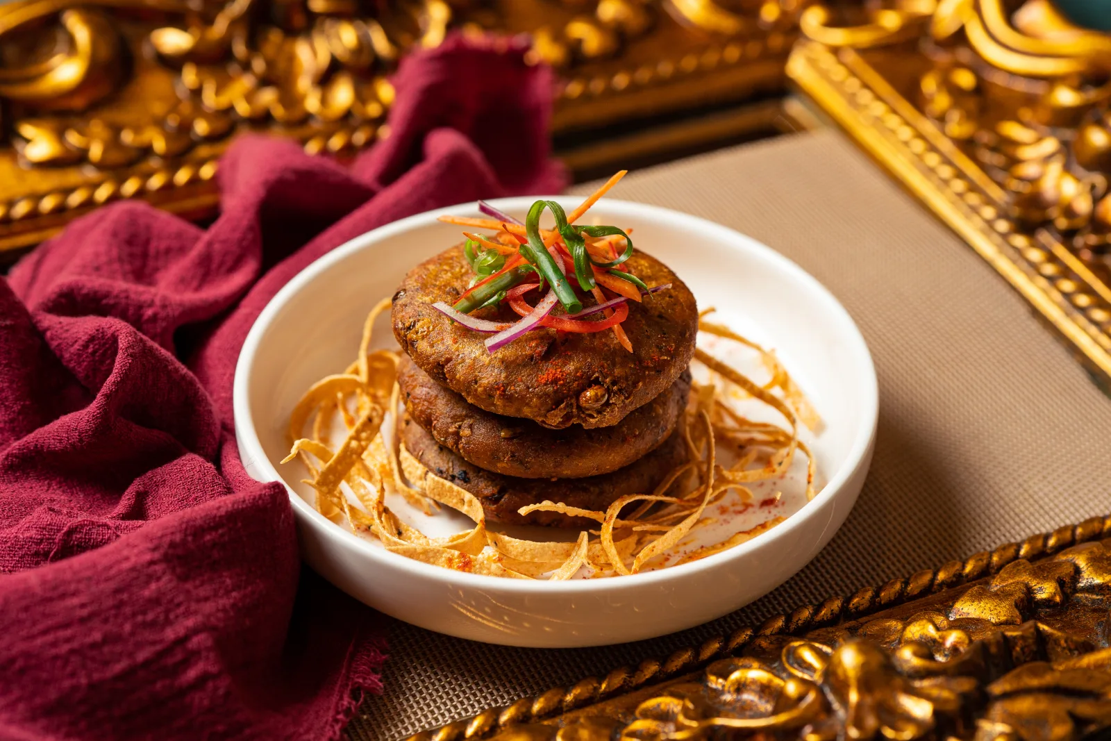 Aloo tikki dressed with chutneys